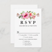 Rosa florale Hochzeitskarte RSVP, Wahlmöglichkeite RSVP Karte (Vorne/Hinten)