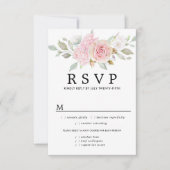 Rosa florale Hochzeitskarte RSVP, Wahlmöglichkeite RSVP Karte (Vorderseite)