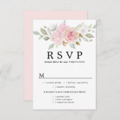 Rosa florale Hochzeitskarte RSVP, Wahlmöglichkeite RSVP Karte (Vorne/Hinten)