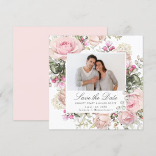 Rosa florale Hochzeitskarte Save the Date Foto Einladung