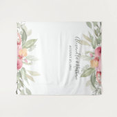 Rosa florale Hochzeitskugel | Foto Booth Prop Wandteppich (Vorderseite (Horizontal))