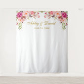 Rosa florale Hochzeitskugel | Foto Booth Prop Wandteppich (Vorderseite)