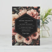 Rosa Florale Hochzeitsromantik Einladung (Stehend Vorderseite)