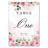 Rosa Florale Hochzeitstisch-Nummer Tischnummer (Vorderseite)