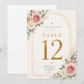 Rosa Florale Hochzeitstisch-Nummern Karten | Wat (Vorne/Hinten)