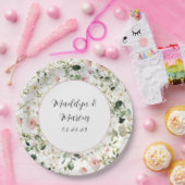 Rosa florale Hochzeitszeitszettel Pappteller (Party)