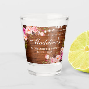 Rosa florale Holzlichter Junggesellinnenabschied Schnapsglas