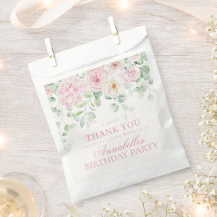 Rosa florale Hydrangea Botanische Geburtstagsdesse Geschenktütchen