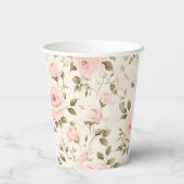 Rosa Florale Kaffeebar-Papierbecher Pappbecher (Rückseite)