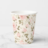 Rosa Florale Kaffeebar-Papierbecher Pappbecher (Vorderseite)