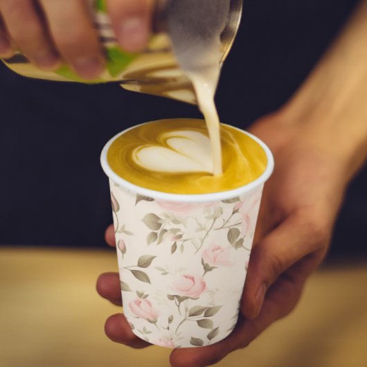 Rosa Florale Kaffeebar-Papierbecher Pappbecher