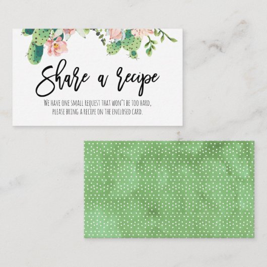 Rosa florale Kaktus teilen sich eine Rezeptionskar Begleitkarte (Vorne/Hinten)