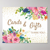 Rosa Florale Karten Geschenke Baby Shower Poster (Vorne)
