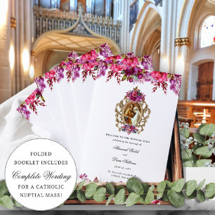 Rosa florale katholische Hochzeitsfeier Programm