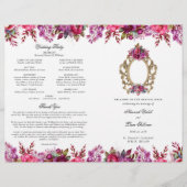 Rosa florale katholische Hochzeitsfeier Programm (Vorderseite)