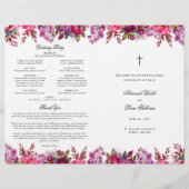 Rosa florale katholische Hochzeitsfeier Programm (Vorderseite)