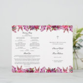 Rosa florale katholische Hochzeitsfeier Programm (Stehend Vorderseite)