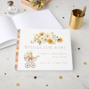 Rosa Florale Kinderwagen Baby Shower Gästebuch