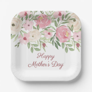 Rosa Florale Kirchen-Muttertags-Brunch Pappteller