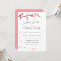 Rosa florale Kirschblüten-Hochzeitseinladung