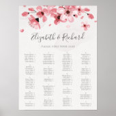 Rosa florale Kirschblüten-Hochzeitssitzplan Poster (Vorne)