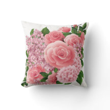Rosa Florale Kissenhülle | Zierkissen 40x40 cm