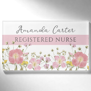 Rosa Florale Krankenschwester Namenschild