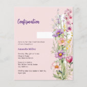 Rosa Florale Kreuzmädchen Bejahungseinladung (Vorderseite)