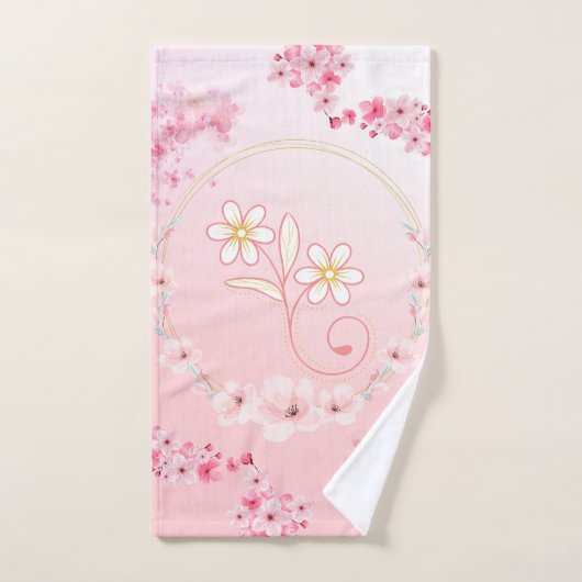 Rosa florale Kunst, Frühlingssegen Badhandtuch Set (Handtuch)