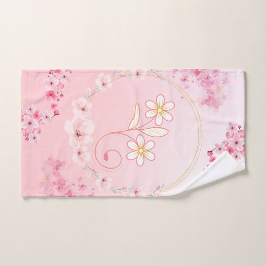 Rosa florale Kunst, Frühlingssegen Badhandtuch Set (Handtuch)