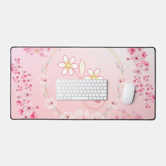 Rosa florale Kunst, Frühlingssegen Schreibtischunterlage (Tastatur & Maus)