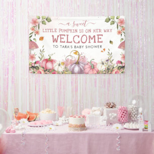 Rosa florale Kürbisse Herbst-Baby-Shower-Willkomme Banner
