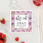 Rosa Florale Lasst uns essen Abschluss Serviette (Beispiel)