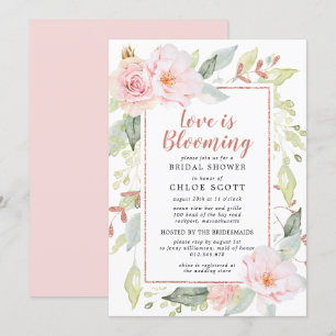 Rosa florale Liebe ist blühendes Brautparty Einladung