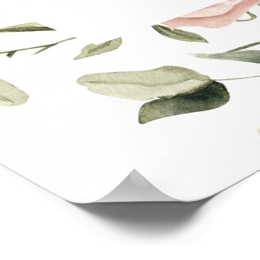 Rosa florale Liebe ist Blühendes Brautparty Zeiche Poster (Ecke)