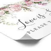 Rosa florale Liebe ist süße Hochzeitsabend Bar Sig Poster (Ecke)