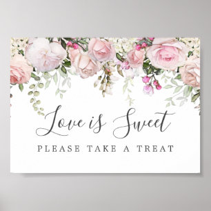 Rosa florale Liebe ist süße Hochzeitsabend Bar Sig Poster