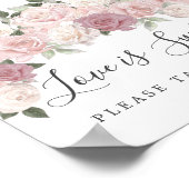 Rosa florale Liebe ist süße Hochzeitsabend Bar Sig Poster (Ecke)