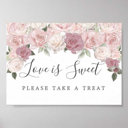Rosa florale Liebe ist süße Hochzeitsabend Bar Sig Poster (Vorne)