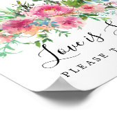 Rosa florale Liebe ist süße Hochzeitsabend Bar Sig Poster (Ecke)