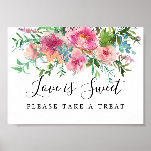 Rosa florale Liebe ist süße Hochzeitsabend Bar Sig Poster (Vorne)