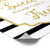 Rosa florale Liebe ist Sweet Sign Gold Black Strip Poster (Ecke)