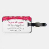 Rosa, florale Lilly-Pille mit dem Namen Gepäckanhä Gepäckanhänger (Rückseite horizontal)