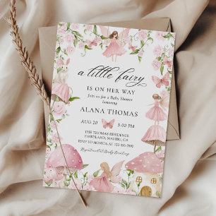 Rosa florale magische Feen-Baby-Shower-Einladung Einladung