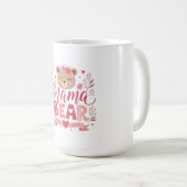 Rosa florale Mama-Bär-Botanik-Illustration Kaffeetasse (VorderseiteRechts)