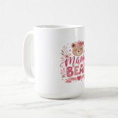 Rosa florale Mama-Bär-Botanik-Illustration Kaffeetasse (Vorderseite Links)