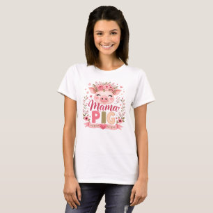 Rosa florale Mama-Schwein Süße Farm Tier Muttersch T-Shirt