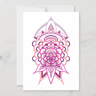 Rosa florale Mandala-Einladungskarte | Boho Geburt Magneteinladung