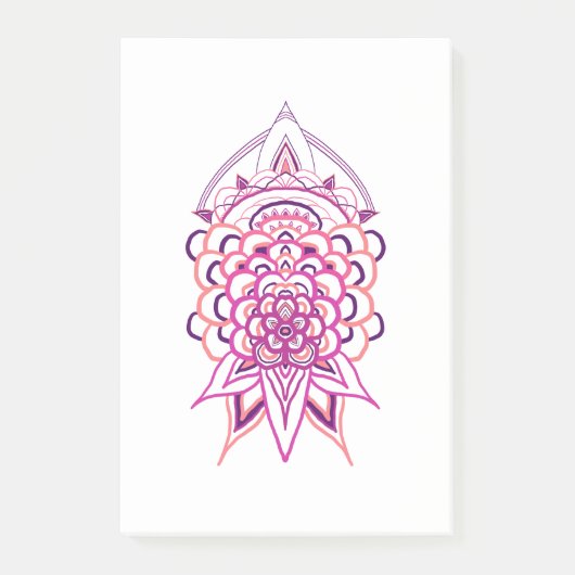 Rosa florale Mandala-Post-it-Notizen | Ästhetische Post-it Klebezettel (Vorderseite)
