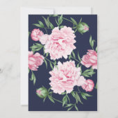 Rosa florale Marine Hintergrund Hochzeit Einladung (Rückseite)